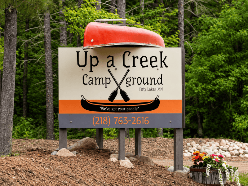 Up A Creek Campground Sign